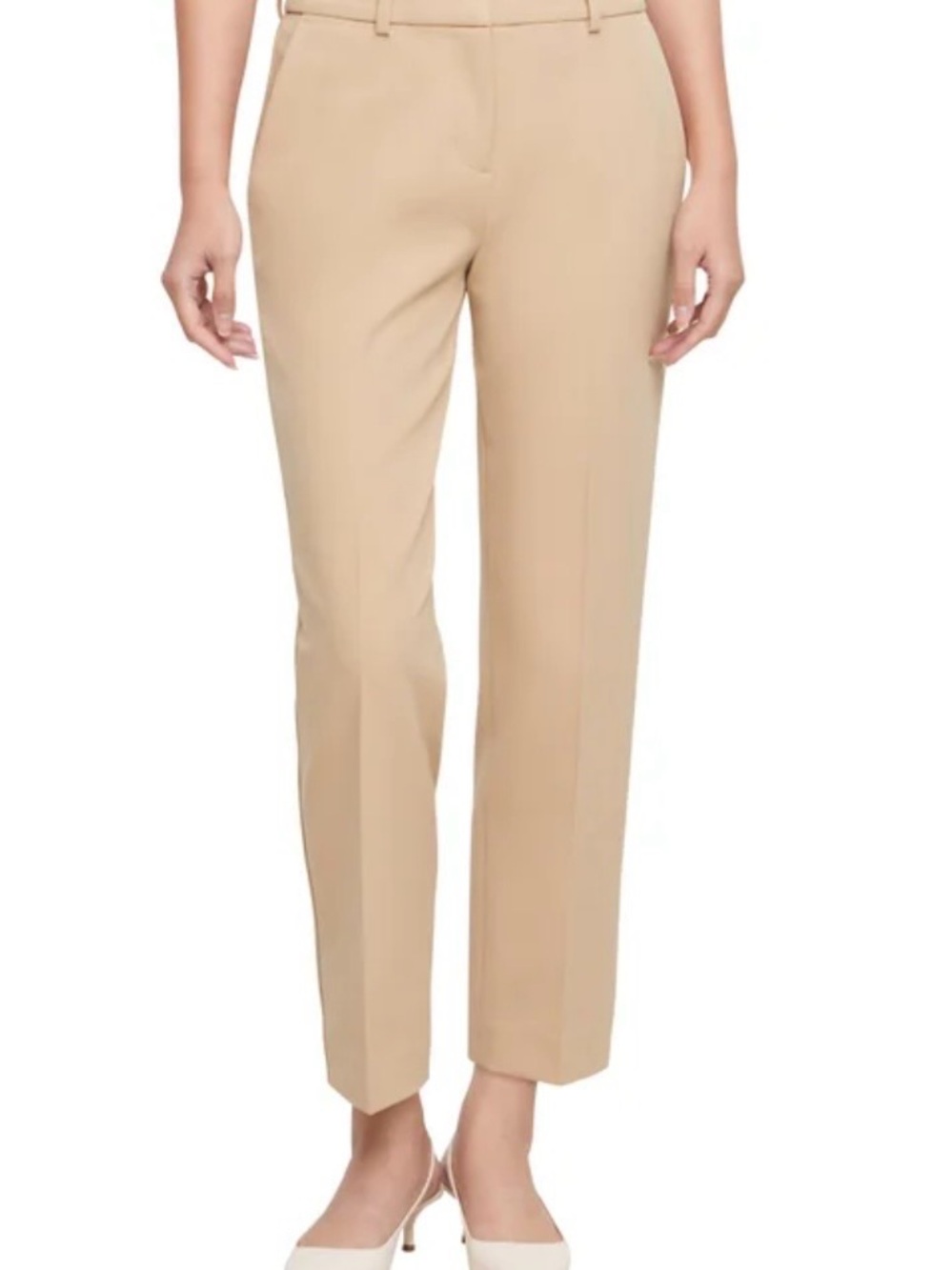 Express Women's Beige straight leg, cropped Dress Pants